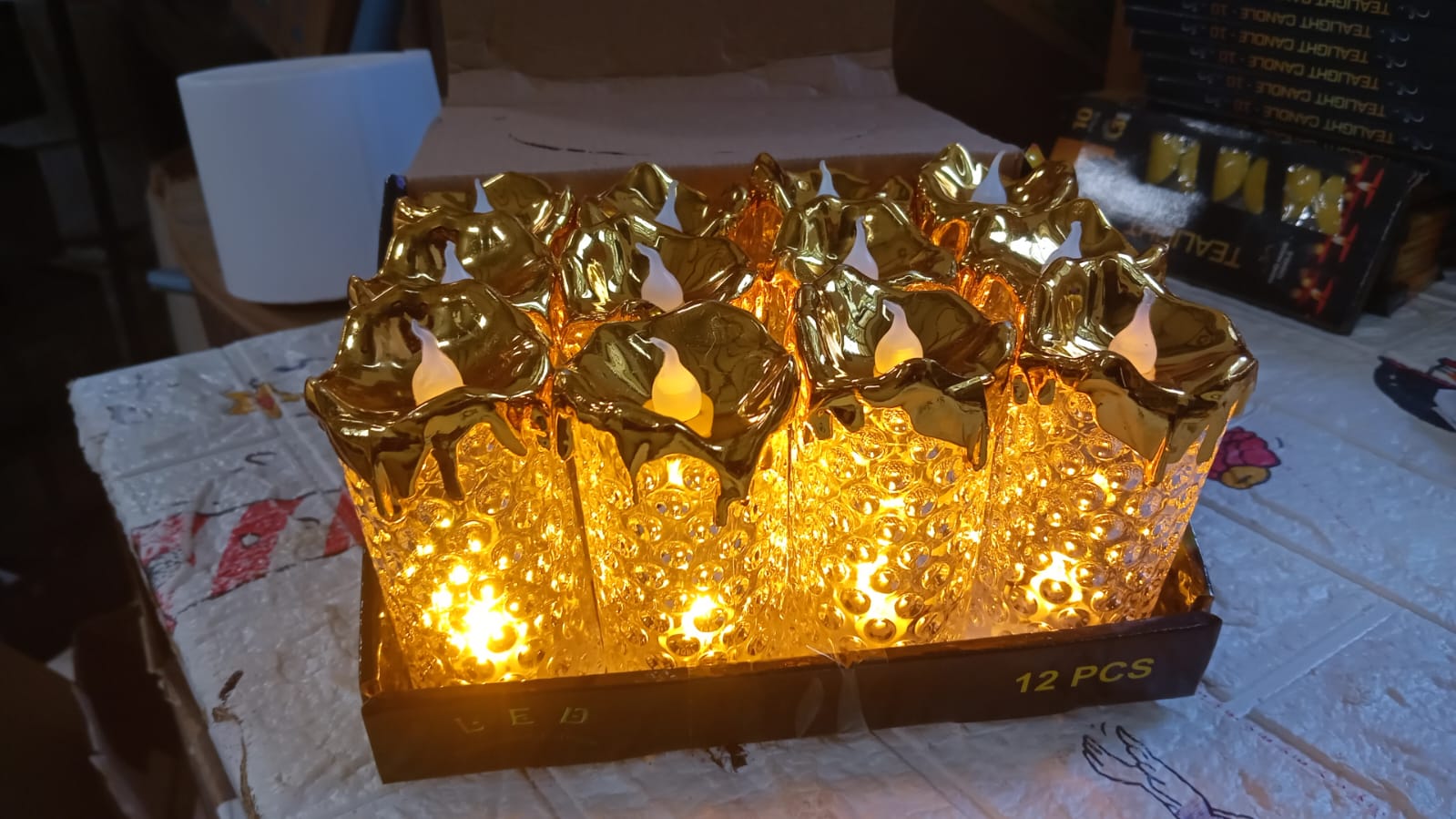 8441 Gold Flameless Candles LED Light Flameless and Smokeless Decorative, Candles Led Tea Light Candle Perfect for Gifting, Home, Diwali,Wedding, Christmas, Crystal Candle Lights, Table Decorations (12 Pc MOQ) 8441 Gold Flameless Candles LED Light Flameless and Smokeless Decorative, Candles Led Tea Light Candle Perfect for Gifting, Home, Diwali,Wedding, Christmas, Crystal Candle Lights, Table Decorations (12 Pc MOQ)